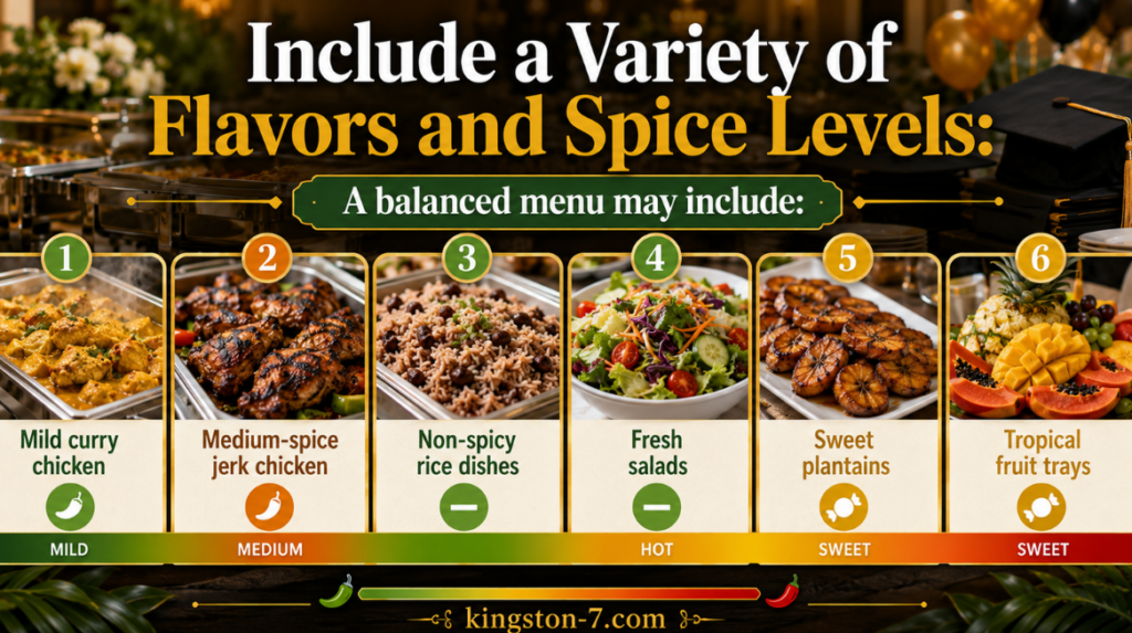 include a variety of flavors and spice levels