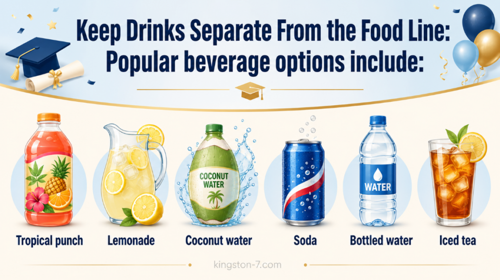 keep drinks separate from the food line